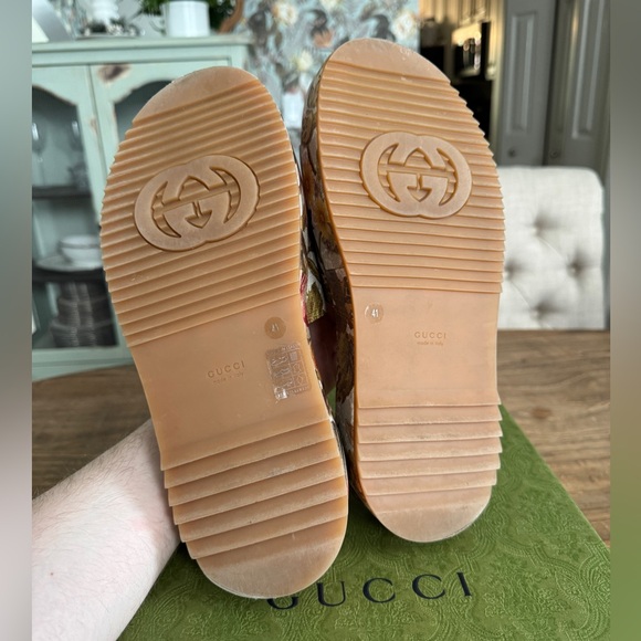 Gucci Flora Multicolor Angelina GG Logo Platform Slide Sandal 41 US W 10.5 - Picture 6 of 9